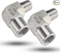 2pcs 90 Degree Street Elbow, 304 Stainless Steel Forged Barstock Street Elbow Adapter, Heavy Duty 5800PSI 1/8" NPT Female x Male Pipe Fitting Connector (1/8" MNPT x 1/8" FNPT)