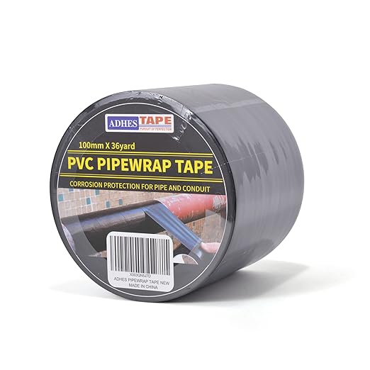 ADHES Corrosion Protection Pipe Tape, PVC Weatherproof Wrap Duct Tape for Drain Pipe, Metal & Electrical Piping, Outdoor, Underground Pipe, 4 Inch X 36 Yds, Black