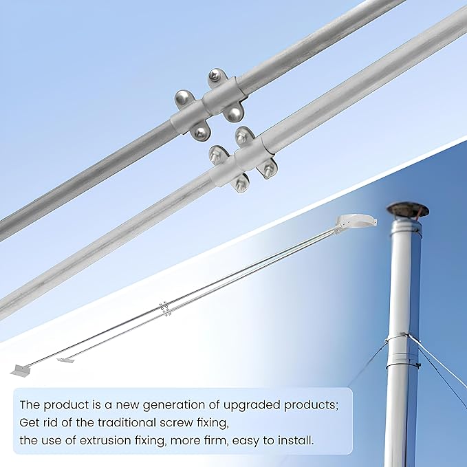2025 Update Silver Plated High-End Ebusin 10" Extended Roof Bracket Supports Chimney Stove Pipe for DuraVent Triple Wall 6" I.D,Suitable for All Outer Diameters of 10", Stability Against Wind & Snow