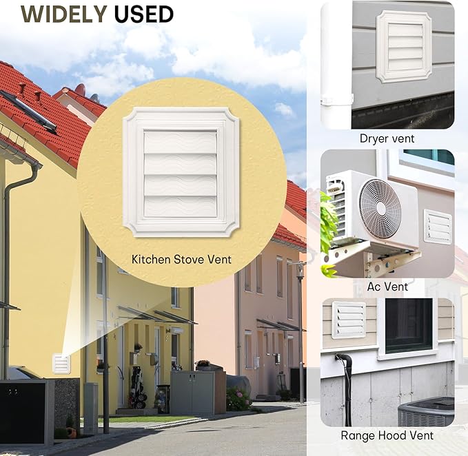 4-Pack Dryer Vent Cover Replacement with Enhanced Rippled Design - Premium Plastic Polymer Dryer Exhaust Vent Cover Replacements, Weather Resistant Exterior Dryer Vent Flap Replacement (White)