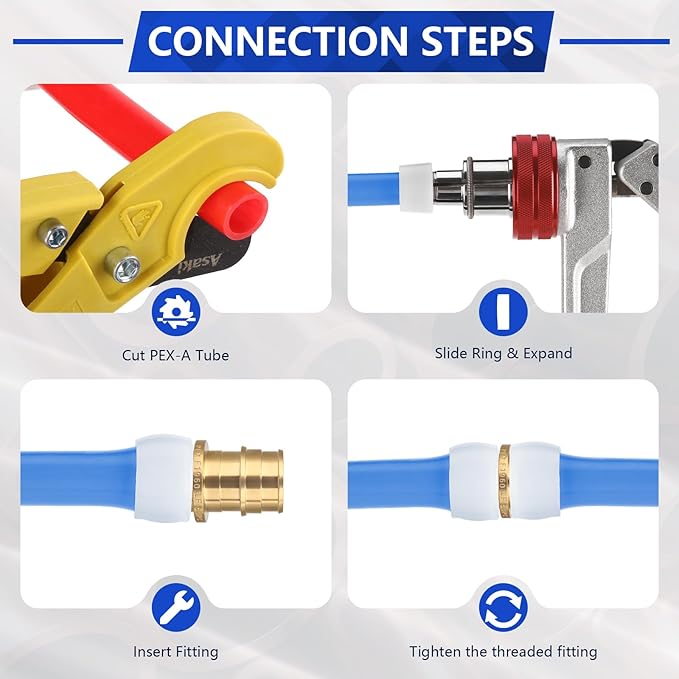 (10-Pack YVSKM) 3/4" PEX-A Straight Coupling Expansion Fitting, Lead-Free Brass Full Flow Connector, ASTM F1960 & cUPC Certified for Residential Hot & Cold Water and Radiant Heating Systems