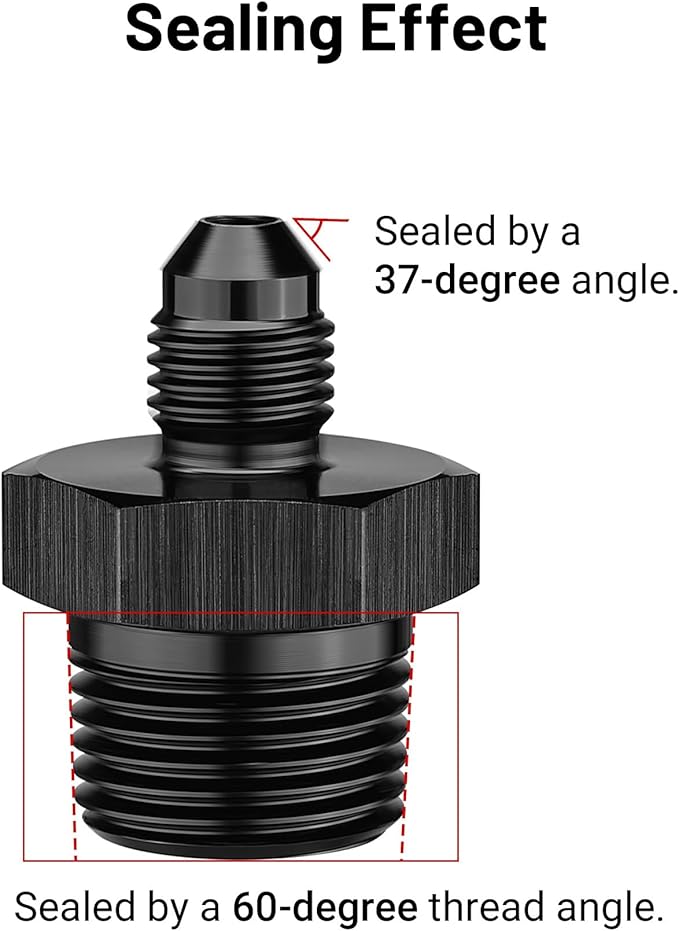 EVIL ENERGY 3AN Male Flare to 3/8" NPT Pipe Fitting Adapter Straight Aluminum Black 2PCS