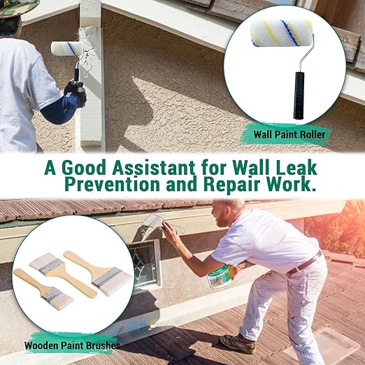 2Gal/256Fl.oz Transparent Waterproof Coating Invisible Waterproof Agent Set with Indoor&Outdoor Insulating Sealant with Wooden Brush Putty Knife Cut Resistant Work Gloves Paint Roller