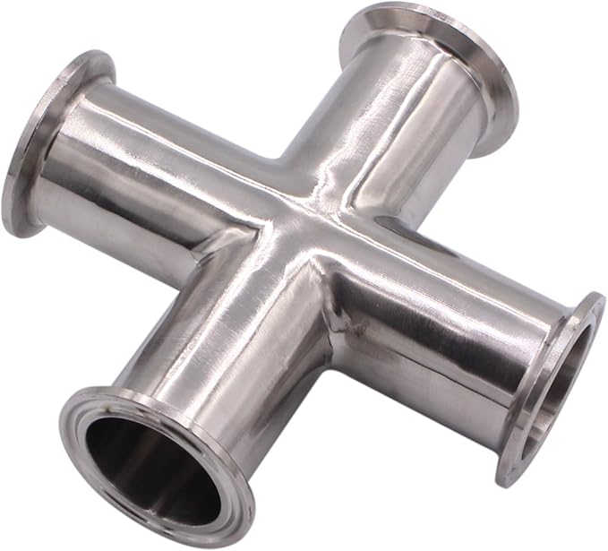 DERNORD 4 Way Cross Clamp Fits 1.5" Tri-clamp Sanitary Fitting Stainless Steel 304, 38mm Pipe OD