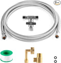 Dishwasher Installation Kit, 8ft,Dishwasher Water Supply Line, Stainless Steel Braided Burst Proof Hose 3/8''x 3/8''Kit With Tee Stop Valve