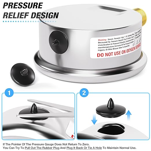 MEANLIN MEASURE 0~160Psi Liquid Filled Pressure Gauge 1/4" NPT 2.5" FACE DIAL Stainless Steel Glycerin Filled WOG Water Oil Air Lower Mount (with 2PCS Snaps)