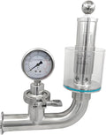 1.5" Tri Clamp Spunding Valve with TC Diaphragm Pressure Gauge, SS304 Stainless Steel, 0.2-2.2 bar/psi Adjustable Pressure Release