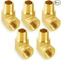 ChillWaves Brass Pipe Fitting, 90 Degree Barstock Street Elbow 1/4" NPT Female x 1/4" NPT Male Thread Adapter(5-PACK)