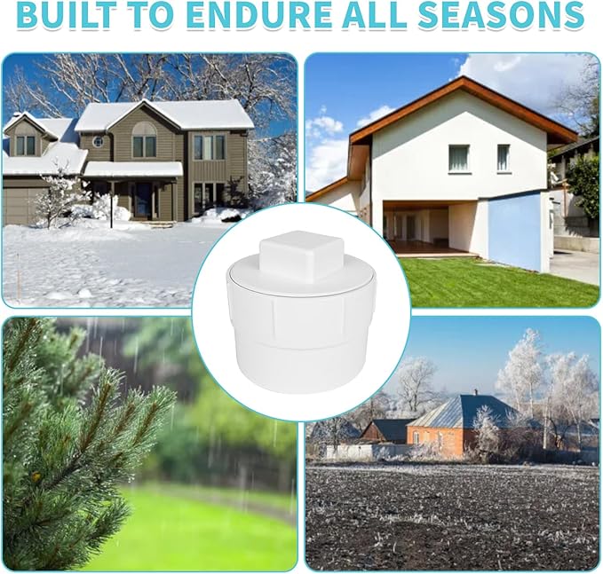 2 Pack 4" PVC Sewer Cleanout Adapter with Plug Pipe Fitting, UPOW DWV Flush Sewer Cleanout Cap Fit for 4 Inch Drainage Piping System, PVC Drain Covers for Outdoor Garden