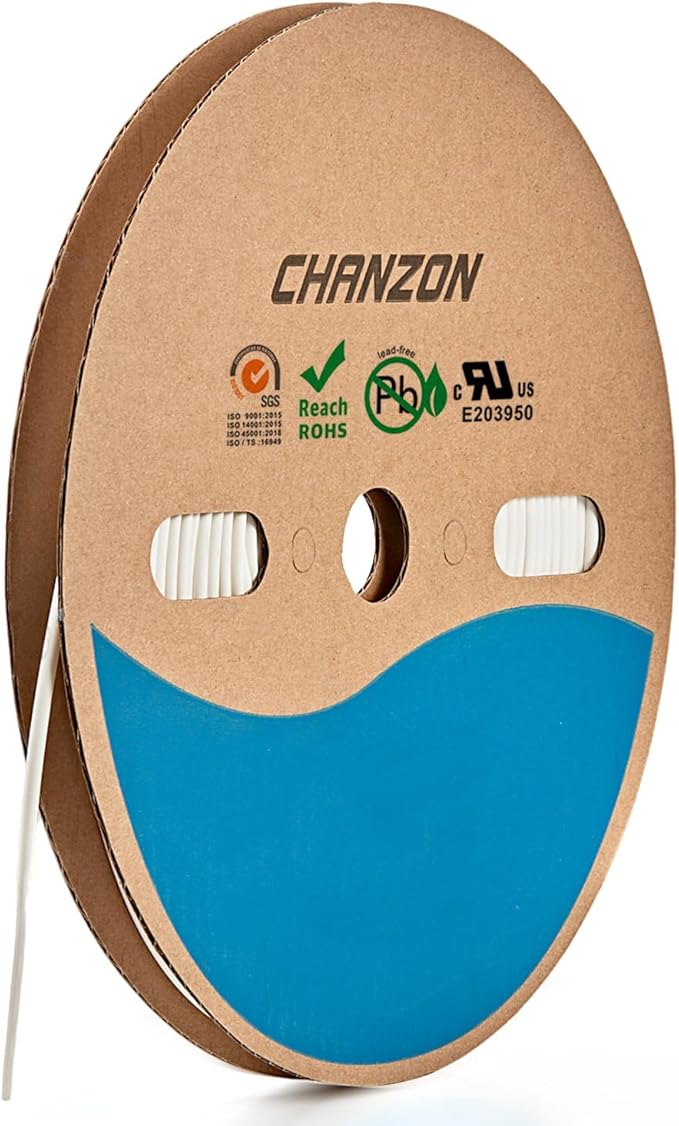 Chanzon 3:1 Ratio - 80ft Roll - Heat Shrink Tubing 3/32" (2.4mm) - Marine Grade Waterproof Adhesive Lined - (25M Total Length) White Polyolefin Sleeving Wrap Shrinking 3 to 1 Ratio 1pcs