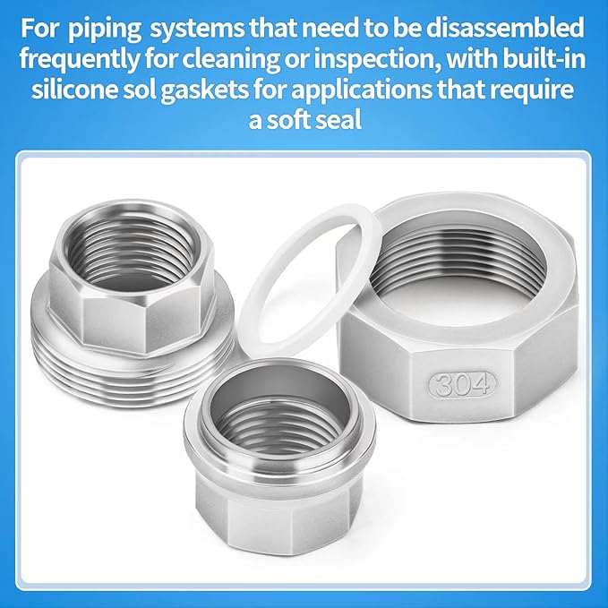 ChillWaves 304 Stainless steel Cast Pipe Fitting, Union，1-1/2" NPT Female，Thread Adapter(1-PACK)
