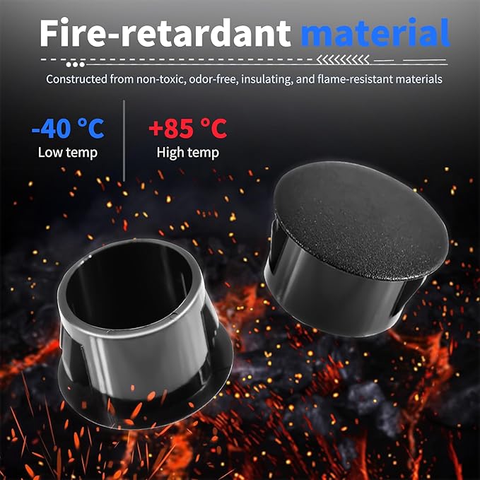 50 Pcs OD 0.5"(12.7mm) Black Hole Knockout Locking Plugs,Plastic Nylon Round Drilling Hole Plugs,Flush Type Panel Round Snap in Fastener,Tube Fastener Cover for Furniture Insert End Caps