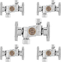 5-PCs HeSun Dual Shut Off Angle Valve, 1/2" Nominal (5/8"OD) x 3/8" OD x 1/4" OD Compression, 1/4-Turn Stop Valve with 2 Shut Offs, PEX Chrome Plated Brass(VALVE137-5)