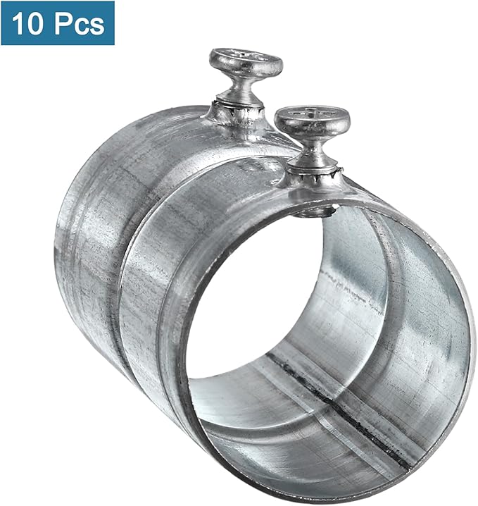 uxcell EMT Coupling, 27mm(1 1/16 inch) EMT Set Screw Coupling Conduit Fittings 53mm Length Electrical Conduit Pipe Connector 0.7mm Wall Thick, 10 Pack