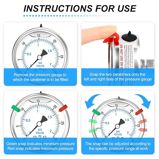 MEANLIN MEASURE 0~30Psi Liquid Filled Pressure Gauge Stainless Steel 2.5" FACE DIAL 1/4" NPT 316 Stainless Steel Joint for Pool Sand Filter Water Oil Air Pressure Test Back Mount, with 2PCS Snaps