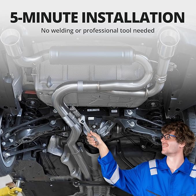 EVIL ENERGY 4.0 Inch Exhaust Clamp, Butt Joint Band Clamp Sleeve Coupler Stainless Steel for Pipes, Mufflers, Catalytic Converters 4PCS