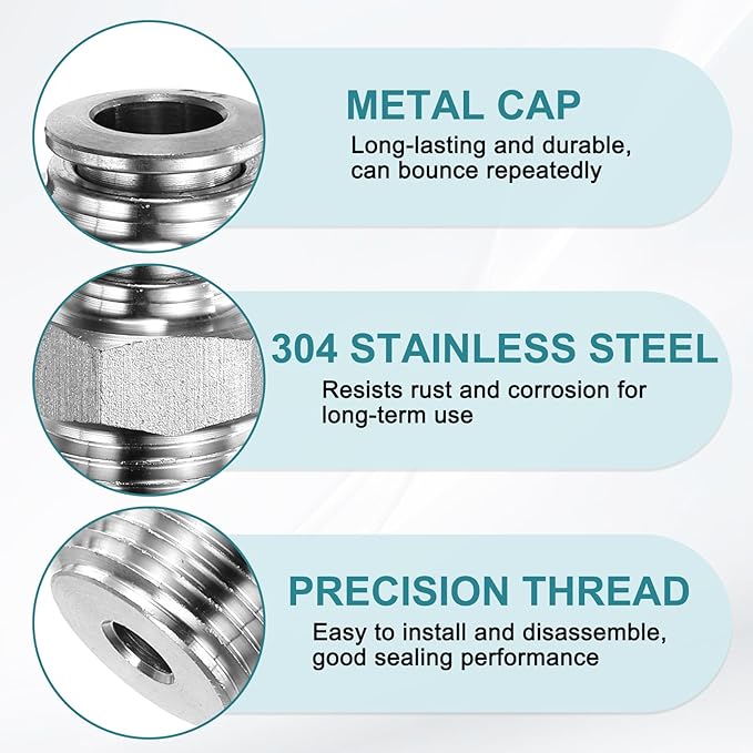 HARFINGTON Push to Connect Fittings 1/4" Tube OD x 3/8" NPT Thread Male Straight Union Fittings 304 Stainless Steel Quick Connect Pneumatic Accessories for Trailers Air Brake System