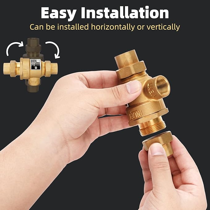 1/2 Inch 9D-M3 Backflow Preventer Brass Dual Check Valve with Intermediate Atmospheric Vent,1/2 Inch,Female Union Inlet and Outlet,190T012,Replacement for Watts