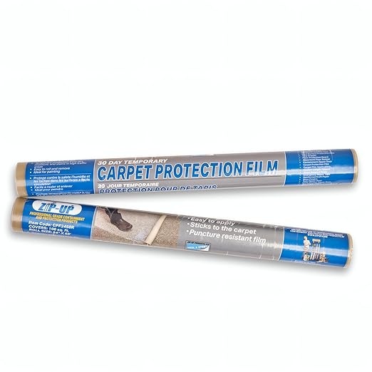 Zip-UP Carpet Protection Film - 24" x 50' Floor and Surface Shield with Self Adhesive Backing & Easy Installation - CPF2450