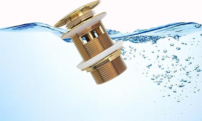 Brushed Gold Freestanding Bathtub Drain Stopper, Compatible with Freestanding Bathtub Drain Rough-in Kit