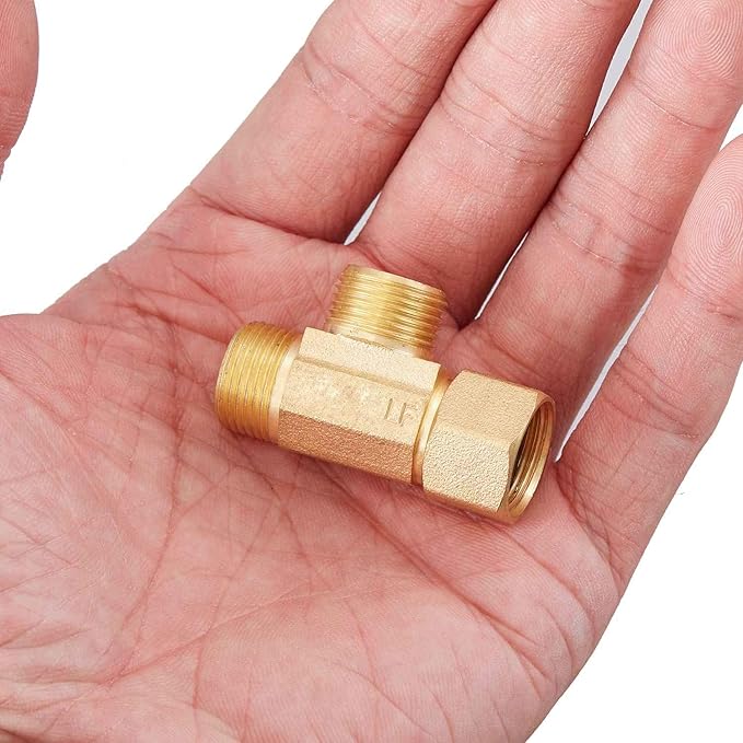 Lead-Free 6 PCS Brass Angle Stop Add-A-Tee Valve 3/8" Female by 3/8 Inch by 3/8-Inch Male T Extender Water Compression Easy Connect Tee (Pack of 6)