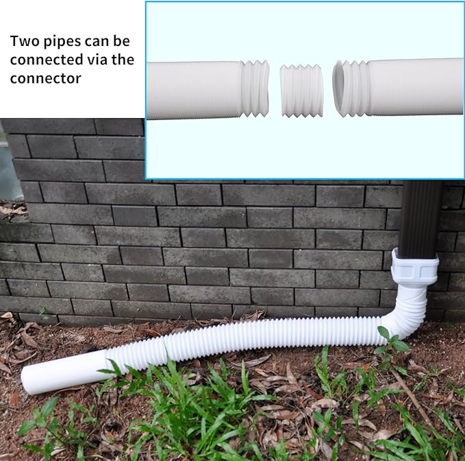 7ft Long Gutter Downspout Extensions, 3.1” OD Gutter Downspout Extender Pipe for 2"×3" Downspout and 3"×4"Downspout, Flexible Pipe Stretched Length 7ft, White,2-Pack