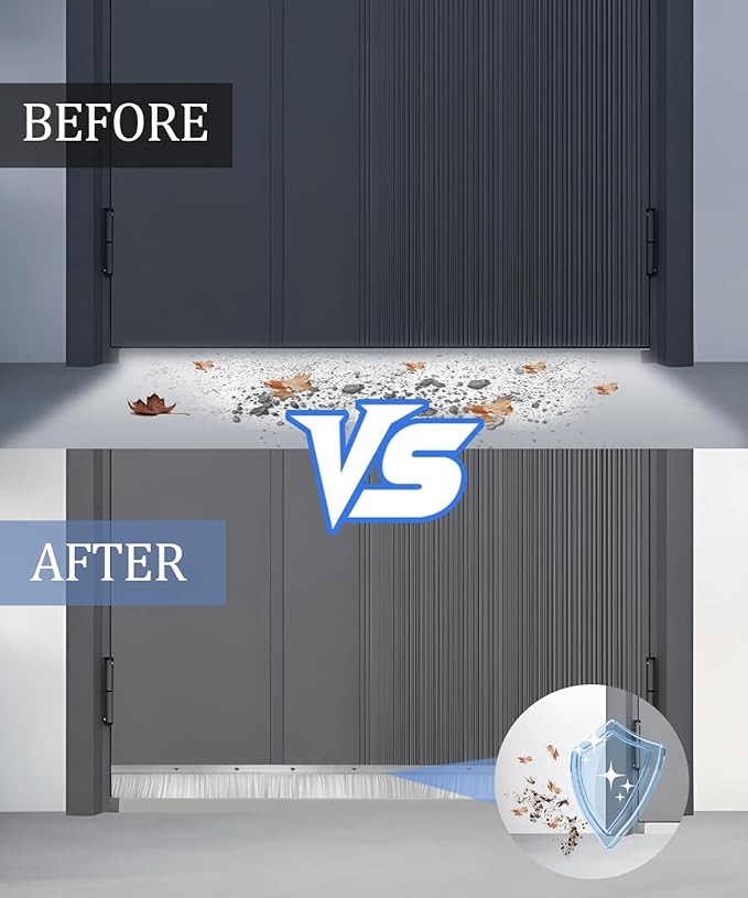 5 Set Door Brush Sweep – 2.80" x 39.3" CEPIA Garage Door Seal –White Roll Up & Exterior Door Sweep for Bottom Gap Protection (196 in / 5000 mm)