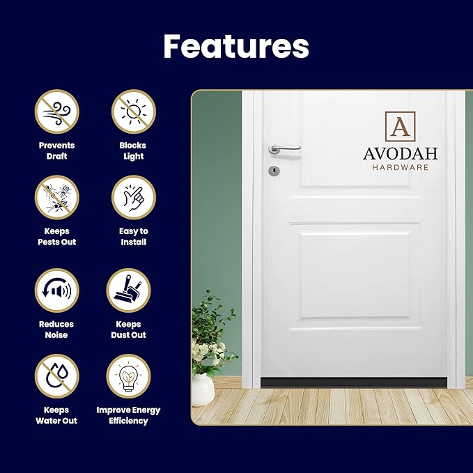 32 Inch Black, Adjustable Double Bubble Door Sweep for Exterior Doors, Under Door Seal with Drip Edge and Punched Drainage Channel, Pre-notched for Weatherstripping, Trim-to-Fit, Paintable Screw Cover