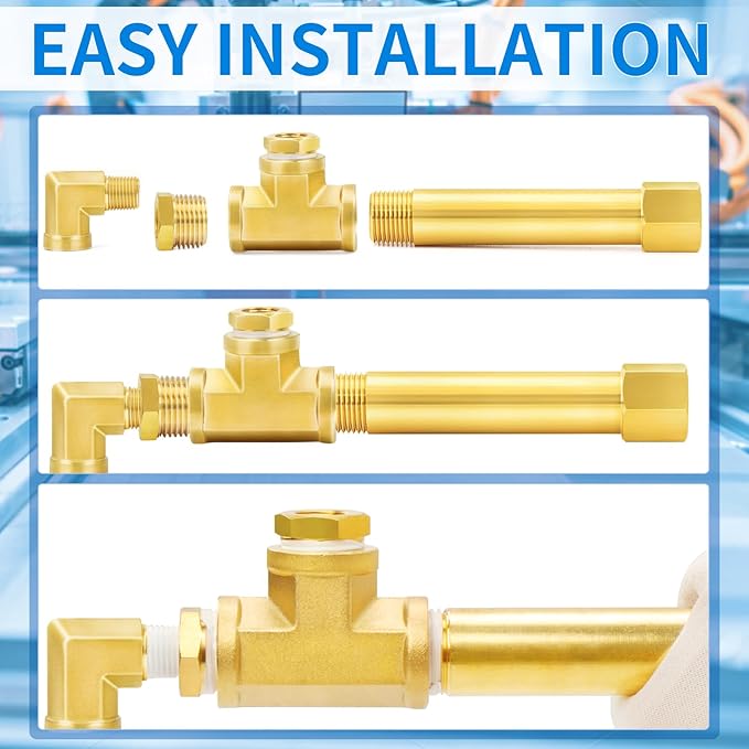ChillWaves Brass Pipe Fitting, Long Nipple Pipe 1/8" NPT Male x 1/8" NPT Female Thread 4" Length(100MM)(2-PACK)