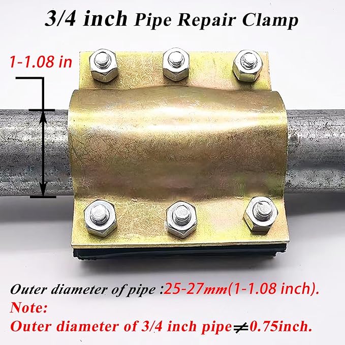Water Pipe Repair Clamp,Outer Diameter of Applicable Pipe is About 1.06 inch,Leak Sealer for Pipes and Plumbing,Length About 4 inch,Suitable for PE/PPR Pipe,Steel/Iron Pipe