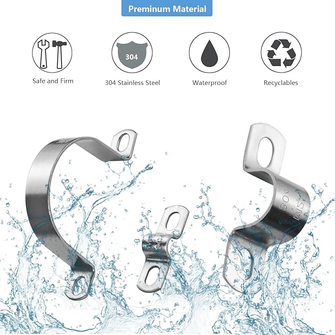 10 PCS 35mm Heavy Duty U-Tube Strap Clamp-2 Hole,Stainless Steel-304 Rigid U-Bracket Pipe Strap Clamp Hanger Fastener ID 1 3/8"