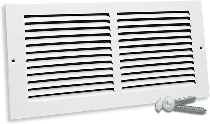 14 x 6 Inch Return Air Vent Cover, Solid Steel HVAC Grille for Wall or Ceiling, White Duct Opening, Durable Return Air Vent Cover, Airflow Ventilation Grille for Home or Office
