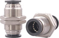 Bulkhead Union Push to Connect Tube Fitting 1/2 Inch Tube OD Stainless Steel Double Threaded (2 Packs)