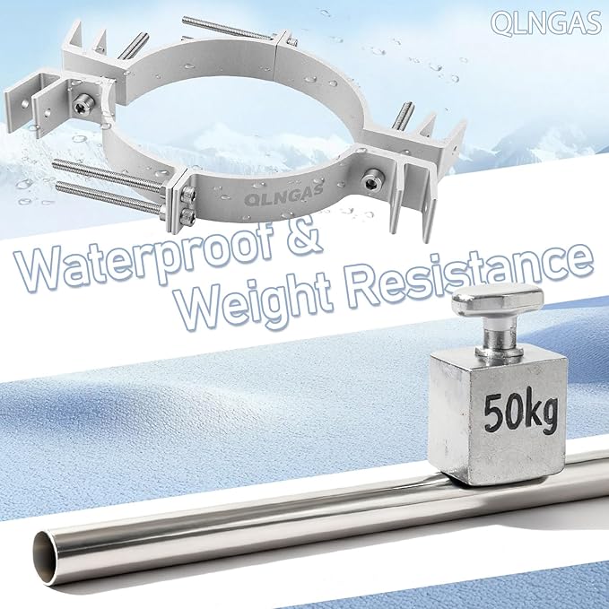 Newly Upgraded Chimney Pipe Support Bracket Kit, Four-Legged Support, Fits 6~8.5 Inch Adjustable Design— Rugged Aluminum and Stainless Steel Materials, Stable Against Wind & Snow