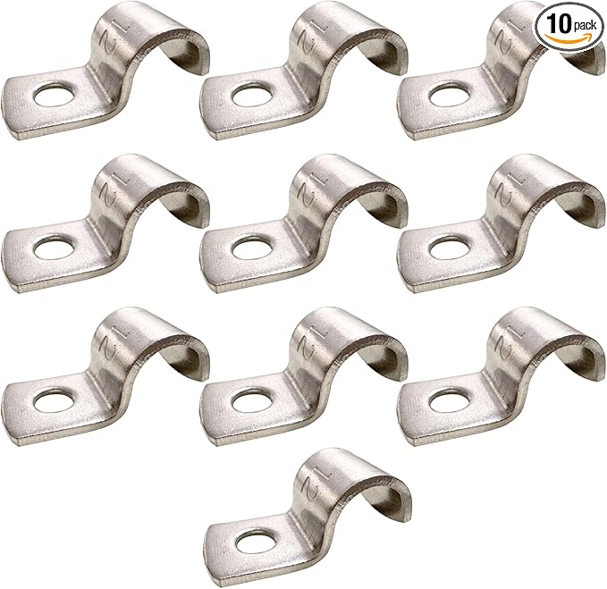 1/2 Inch Pipe Strap 304 Stainless Steel Conduit Strap 1 Hole Heavy Duty Strap for Tube Pipe or Wire Cord Installation(12mm 10pcs)