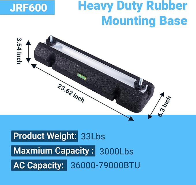 Floor Mounting Base Kit Mini Split Air Conditioning Systems, Heavy-Duty Condenser Pad for AC Condensers Heat Pump System, Rubber Anti-Vibration Pads Outside 3000lbs 36000-79000BTU