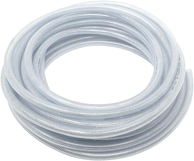 Gloxco Clear Braided PVC Tubing, Food Grade, Heavy Duty Reinforced Hose, 5/16" ID, 50 Ft Length