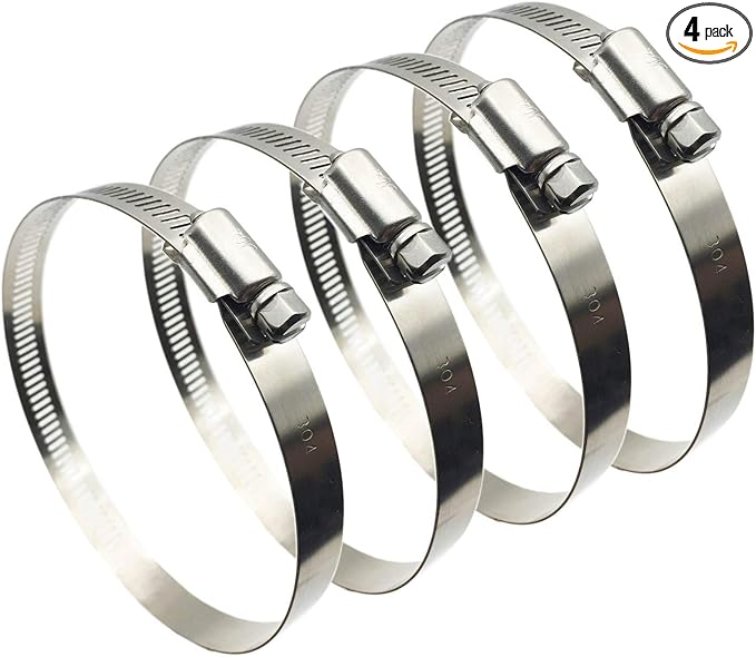 4Pcs 3" Adjustable 304 Stainless Steel Duct Clamps Hose Clamp Pipe Clamp Air Ducting Clamp worm drive hose clamps （65mm-89mm）