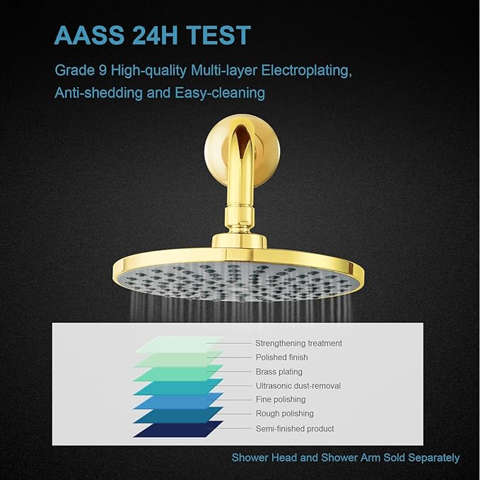 OFFO Shower Arm Flange Bright Gold 2.5" in Outer Diameter Replacement Shower Head Arm Escutcheon Plate Suitable for Most Brands Head Arms