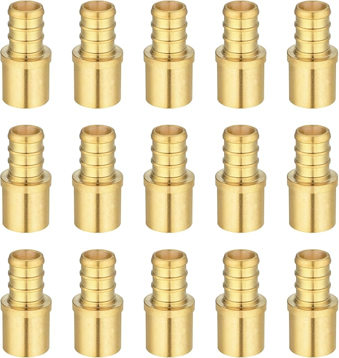 (15 Pack) Lidertik Copper to PEX Fittings 1/2 inch, 1/2" PEX-B F1807 x 1/2" Male Sweat Adapter Brass LI-APXMS1212(15 PCS)