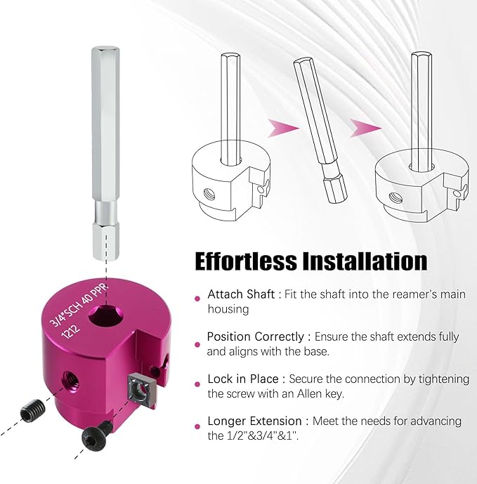 PVC Pipe Reamer Kit 1 PCS 3/4"(PPR75) for SCH 40 CPVC & ABS Plastic Fittings – Fits 1/2" Drills with 3/8" Hex Shaft – Ideal for Exhaust, Drain & Water Pipe Cleaning, Durable & Heavyduty