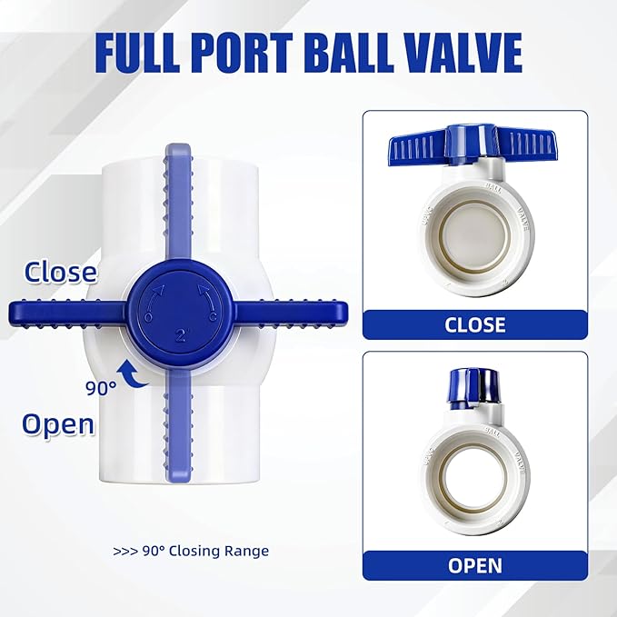 10 Pack 1" PVC Ball Valve, SCH40 Slip PVC Water Pipe Shut-Off Valve 1inch, Socket Full Flow Port Plastic Control Valve for Swimming Pool, Sprinkler Lines, Outdoor Plumbing, Irrigation System