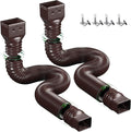 2 Pack Rain Gutter Downspout Extensions,Drain Downspout Extender Diverter, Flexible Downspout Extensions Can Extendable from 21 to 60 Inches (Brown)