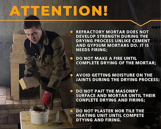 Refractory Cement Dry Mix Mortar 5 LB 3110 Degree °F High Temp Heat Resistant Mortar for Repairing & Masonry, Fire Brick Lining Fire Pit, Fireplace, Kiln, Furnace, Forge