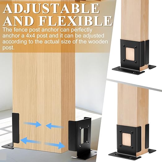 8Pcs Adjustable 4x4 Pergola Post Base for Wood Fence, 4x6 Post Anchor Base Brackets for Deck Railing Mailbox
