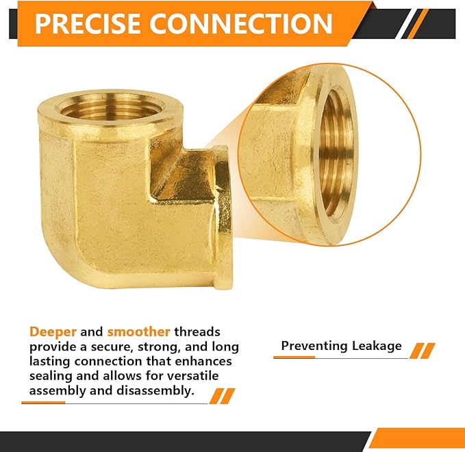 100-PCs HeSun Brass Pipe Fitting, 3/4" x 3/4" NPT Female 90-Degree Barstock Street Elbow