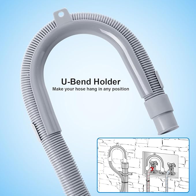 Washing Machine Drain Hose, 6 Feet Universal Dishwasher Drain Hose Extension Kit Corrugated Washer Hoses, 7 PCS Set with 4 Clamps & 1 U-Bend Hose Holder