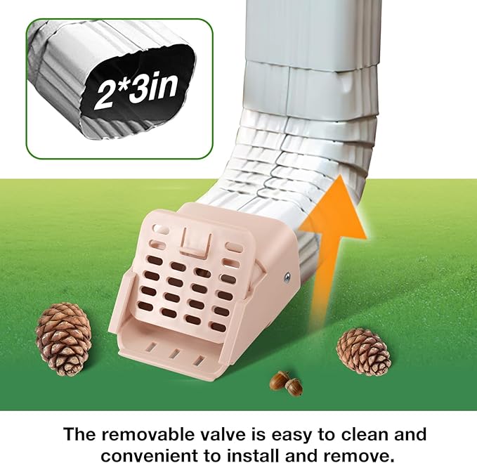 2"x3" 2 Pack Type-A Gutter Downspout Connector, Outlet Filter and Leaf Guard for Bottom of Downspouts Adapter for 2 inch x 3 inch downspout Limestone