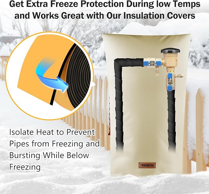 Pipe Insulation Tape, Outdoor Water Pipe Insulation Wrap, Foam Insulation Tape for Outdoor Pipes Winter Freeze Protection, Heat Tape for Water Pipes, Copper Pipes, PVC, AC Line, 3in x 15ft, Black