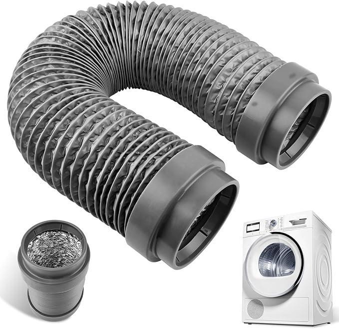 4 Inch Dryer Vent Hose, 90 Degree Dryer Vent Elbow Connector Kit with 6-Layer Flexible Aluminum Duct, for Tight Spaces, Easy-Install Dryers Vents Kit